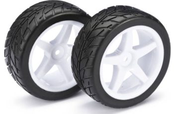 ABSIMA 1/8 BUGGY ON ROAD 6-SPOKE STREET WHEELS/TYRES WHITE 2530007